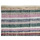 Turkish Handwoven Kilim. Vintage Cotton Rag Rug. Colorful Striped Boho Carpet