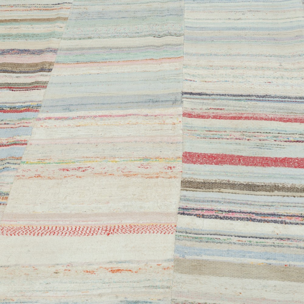 Vintage Multicolor Kilim. Handwoven Turkish Cotton Rag Rug. Adjustable Size Vintage Multicolor Kilim. Handwoven Turkish Cotton Rag Rug. Adjustable Size