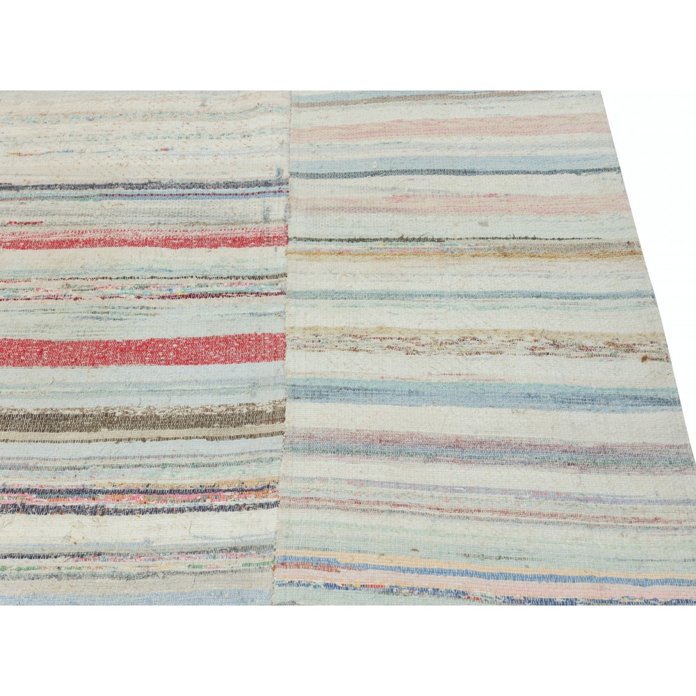 Vintage Multicolor Kilim. Handwoven Turkish Cotton Rag Rug. Adjustable Size Vintage Multicolor Kilim. Handwoven Turkish Cotton Rag Rug. Adjustable Size