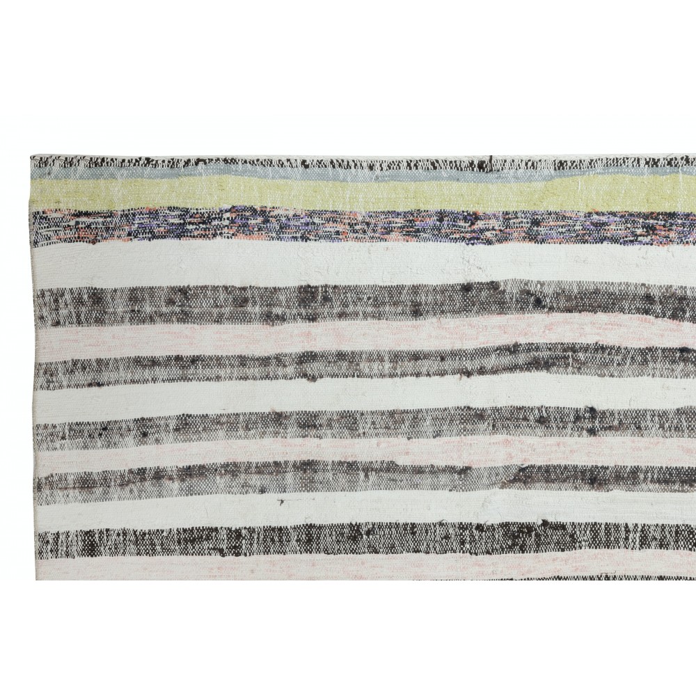 Colorful Striped Kilim. Handwoven Cotton Turkish Rag Rug. Vintage Carpet. Adjustable Size