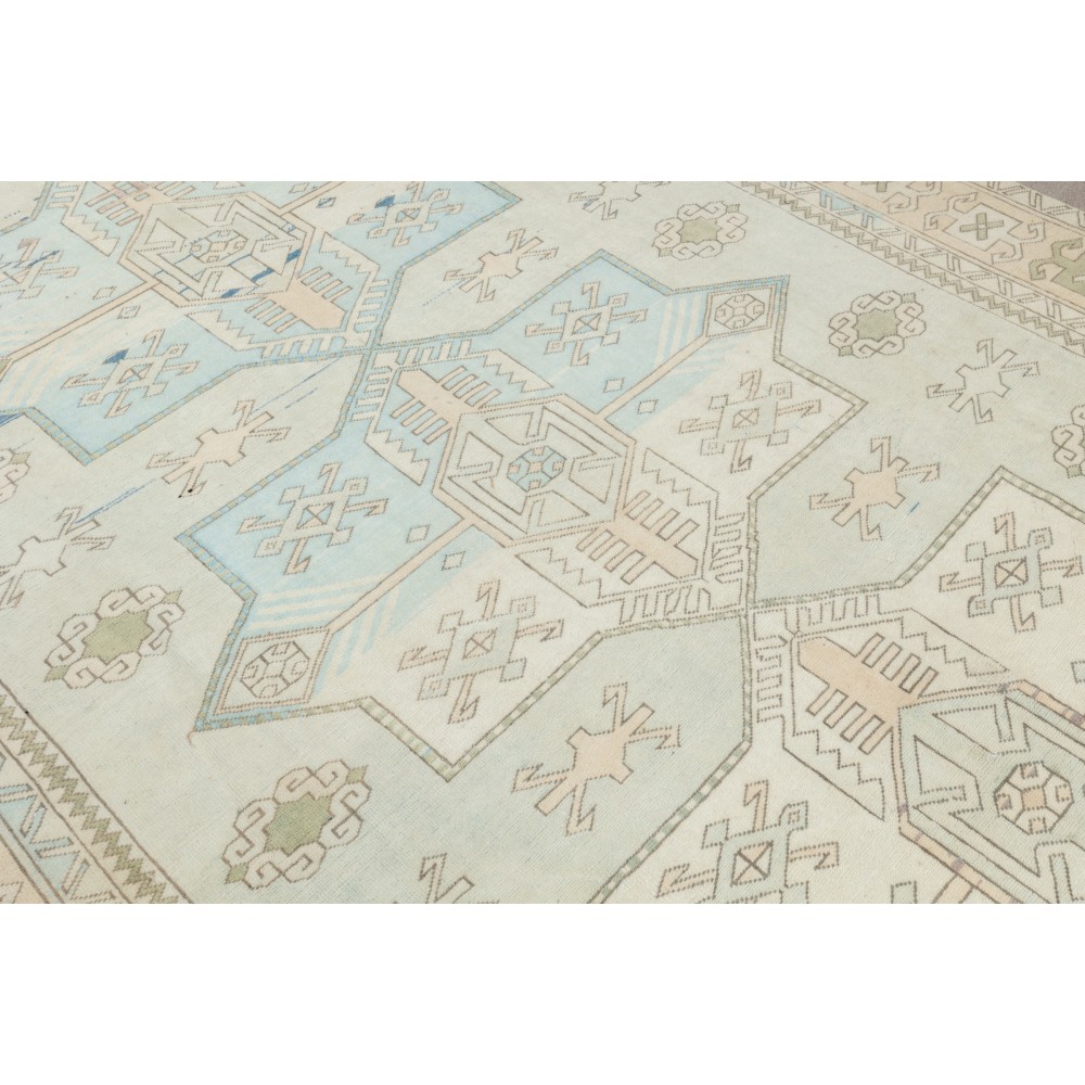 One of a kind Vintage Beige Large Area Rug. Handmade Turkish Carpet