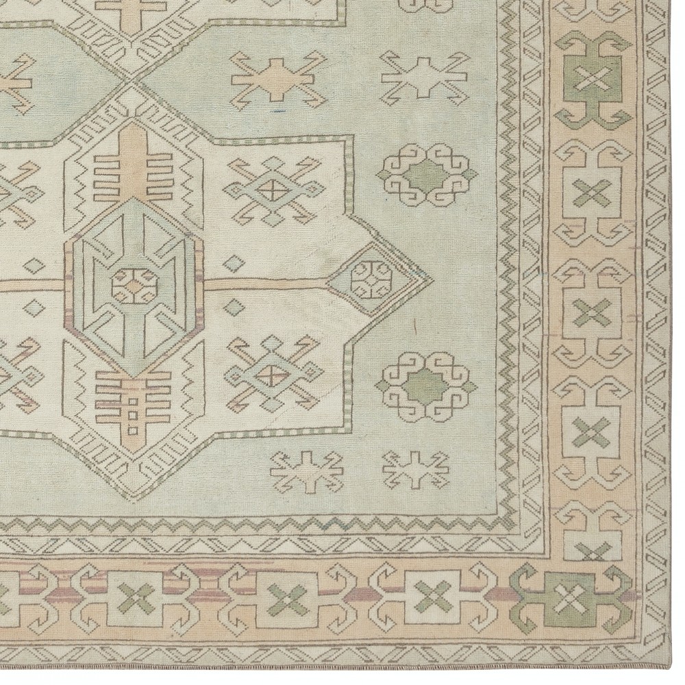 One of a kind Vintage Beige Large Area Rug. Handmade Turkish Carpet