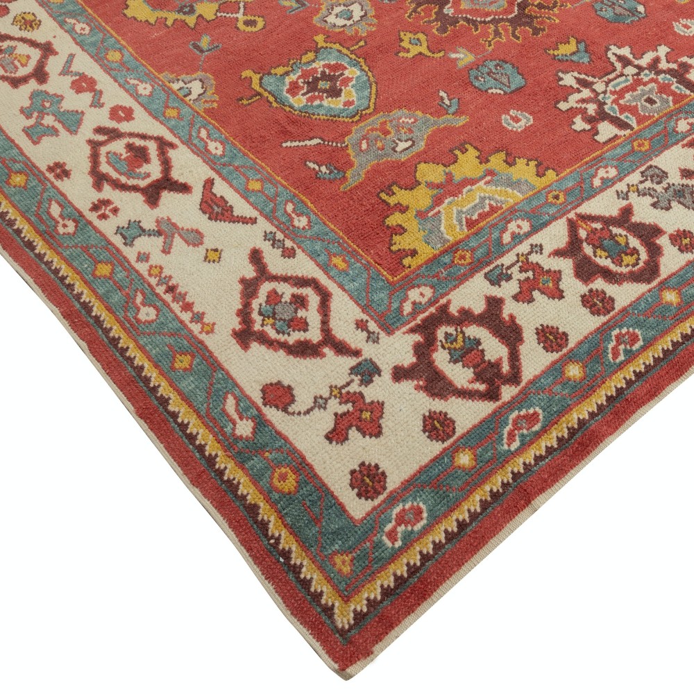 Hand Knotted Oushak Rug. Custom Size & Colors. Turkish Red Wool Area Rug. Antique 1900s Inspired Design. Made to Order