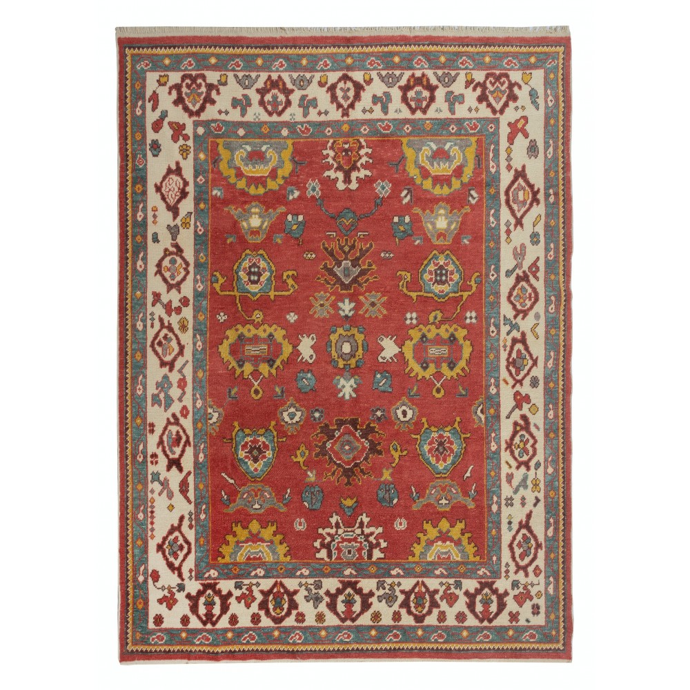 Hand Knotted Oushak Rug. Custom Size & Colors. Turkish Red Wool Area Rug. Antique 1900s Inspired Design. Made to Order