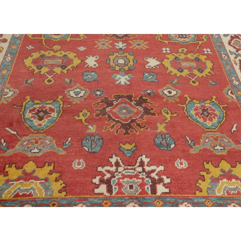 Hand Knotted Oushak Rug. Custom Size & Colors. Turkish Red Wool Area Rug. Antique 1900s Inspired Design. Made to Order