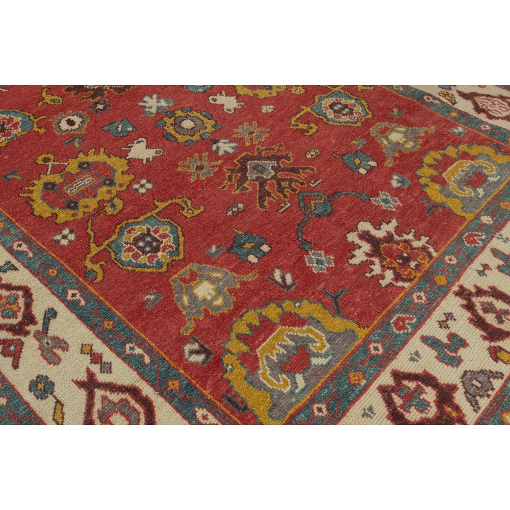 Hand Knotted Oushak Rug. Custom Size & Colors. Turkish Red Wool Area Rug. Antique 1900s Inspired Design. Made to Order