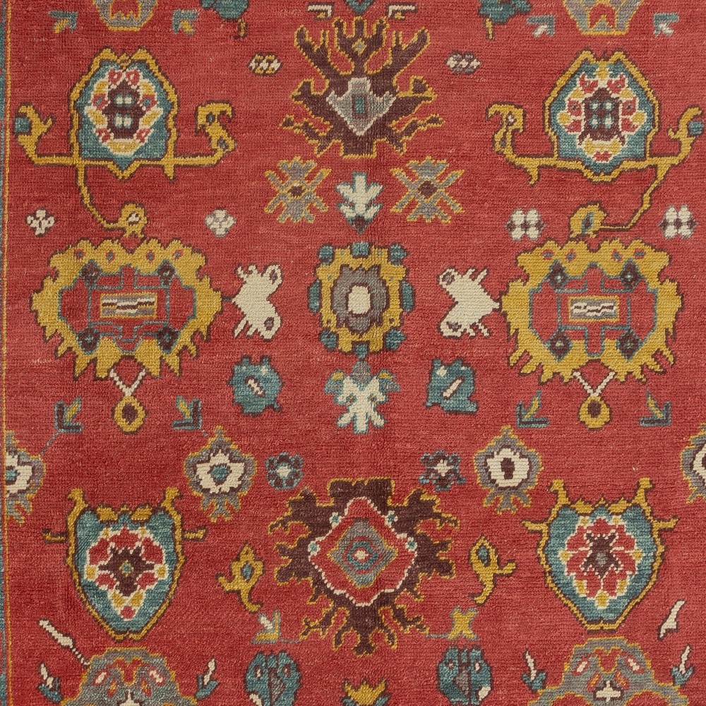 Hand Knotted Oushak Rug. Custom Size & Colors. Turkish Red Wool Area Rug. Antique 1900s Inspired Design. Made to Order