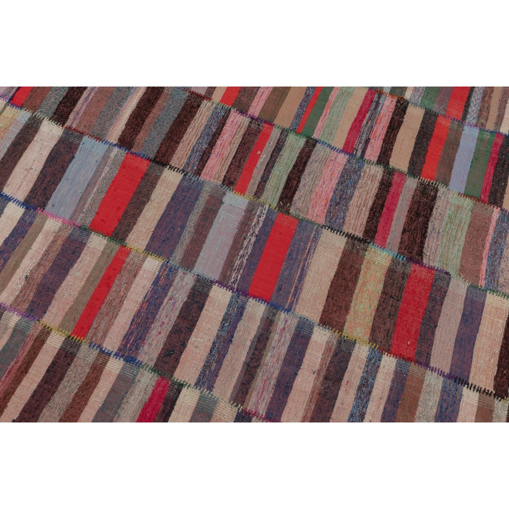 Adjustable Vintage Banded Cotton Kilim. Flat-Weave Rag Rug. Colorful Large Carpet Adjustable Vintage Banded Cotton Kilim. Flat-Weave Rag Rug. Colorful Large Carpet