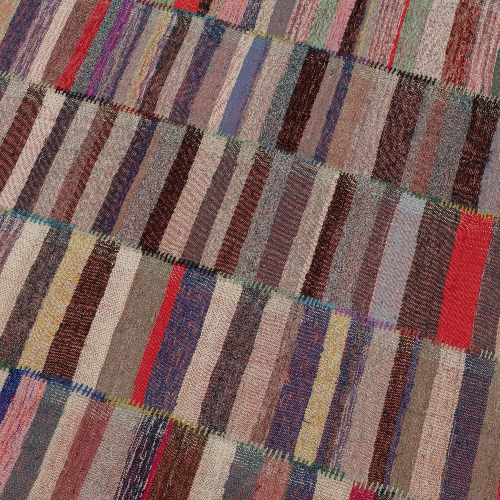 Adjustable Vintage Banded Cotton Kilim. Flat-Weave Rag Rug. Colorful Large Carpet Adjustable Vintage Banded Cotton Kilim. Flat-Weave Rag Rug. Colorful Large Carpet