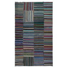 Adjustable Flat-Weave Turkish Kilim. Handmade Vintage Cotton Rag Rug. Flat-Weave Carpet
