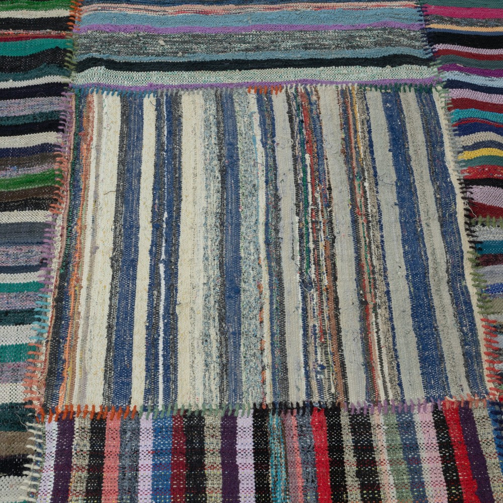 Adjustable Flat-Weave Turkish Kilim. Handmade Vintage Cotton Rag Rug. Flat-Weave Carpet