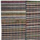 Handmade Turkish Kilim. Vintage Cotton Rag Rug. Multicolored Stripe Pattern Carpet