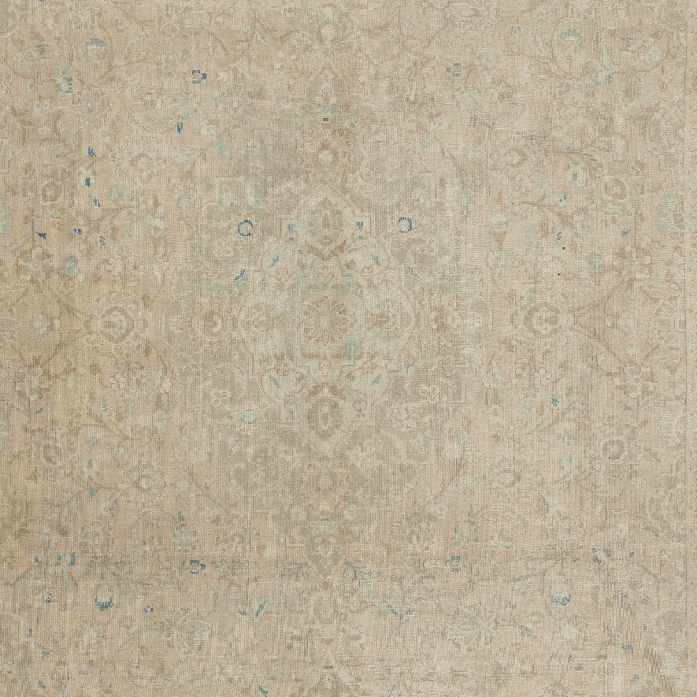One of a kind Vintage Turkish Area Rug. Handmade Beige Large Carpet for Rustic, Country & Farmhouse Decor