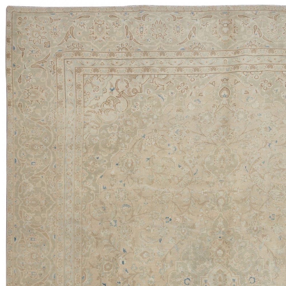One of a kind Vintage Turkish Area Rug. Handmade Beige Large Carpet for Rustic, Country & Farmhouse Decor