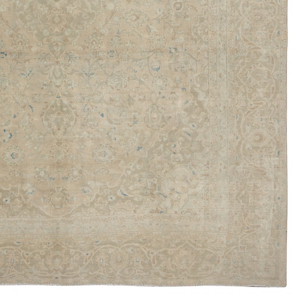 One of a kind Vintage Turkish Area Rug. Handmade Beige Large Carpet for Rustic, Country & Farmhouse Decor