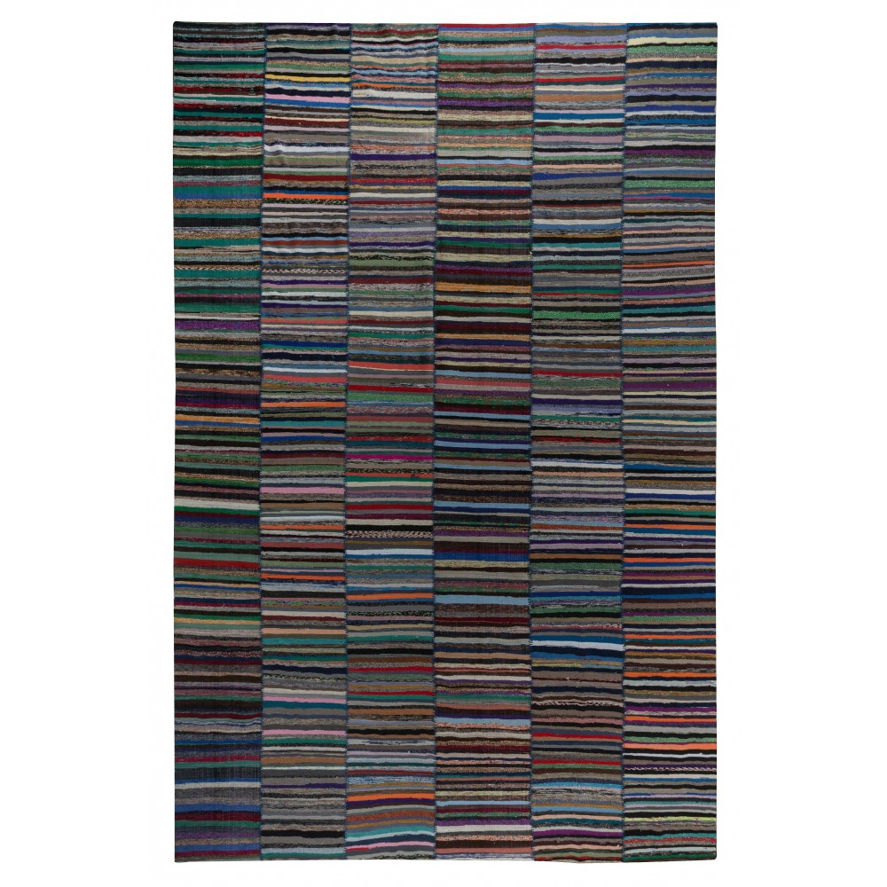 Adjustable Vintage Cotton Rag Rug. Handmade Striped Kilim. Colorful Large Carpet Adjustable Vintage Cotton Rag Rug. Handmade Striped Kilim. Colorful Large Carpet