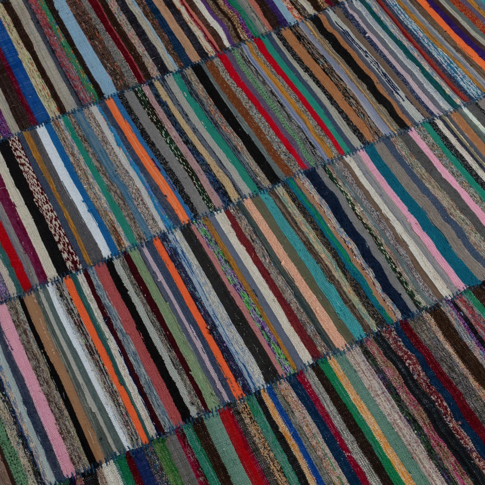 Adjustable Vintage Cotton Rag Rug. Handmade Striped Kilim. Colorful Large Carpet Adjustable Vintage Cotton Rag Rug. Handmade Striped Kilim. Colorful Large Carpet