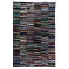 Adjustable Vintage Cotton Rag Rug. Handmade Striped Kilim. Colorful Large Carpet