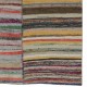 Multicolored Striped Kilim. Vintage Turkish Handwoven Cotton Rag Rug. Adjustable Size Multicolored Striped Kilim. Vintage Turkish Handwoven Cotton Rag Rug. Adjustable Size