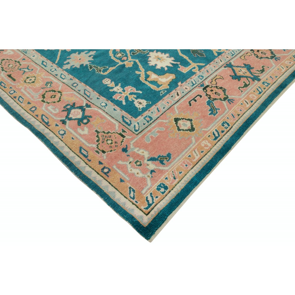 Hand Knotted Oushak Rug. Custom Size & Colors. Turkish Green Wool Area Rug. Antique 1900s Inspired Design. Made to Order