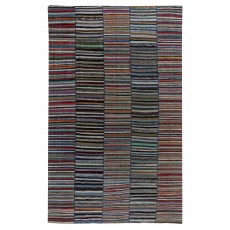Turkish Handwoven Kilim. Vintage Cotton Rag Rug. Colorful Striped Boho Carpet