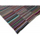 Vintage Banded Cotton Kilim. Adjustable Flat-Weave Rag Rug. Colorful Oversize Carpet