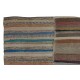 Handmade Turkish Kilim. Vintage Cotton Rag Rug. Multicolored Stripe Pattern Carpet