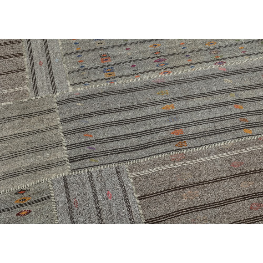 Adjustable Vintage Gray Kilim. Cotton & Goat Hair Rug. Large Carpet Adjustable Vintage Gray Kilim. Cotton & Goat Hair Rug. Large Carpet