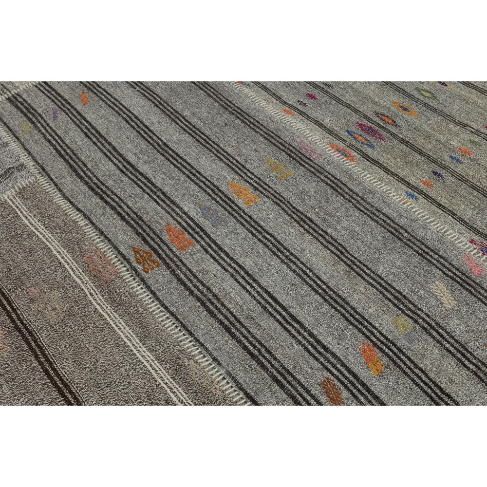 Adjustable Vintage Gray Kilim. Cotton & Goat Hair Rug. Large Carpet Adjustable Vintage Gray Kilim. Cotton & Goat Hair Rug. Large Carpet