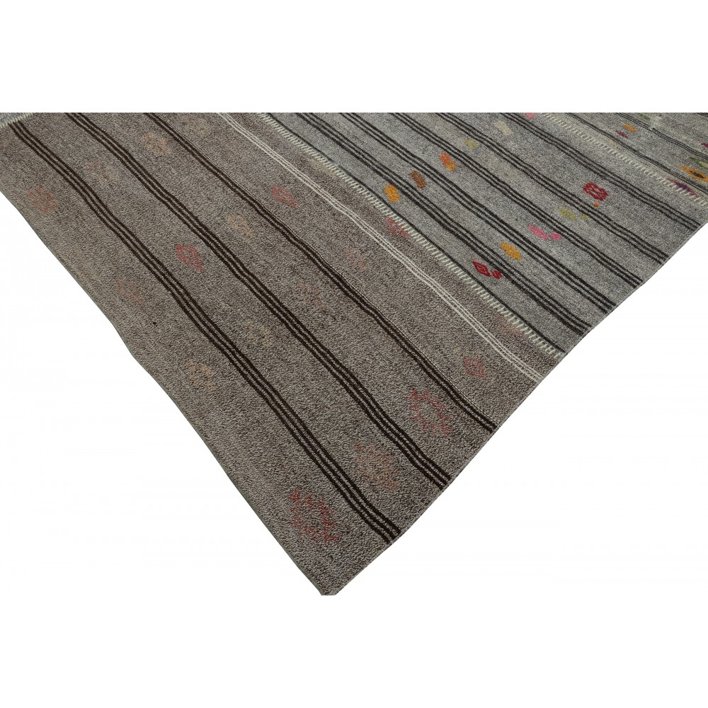 Adjustable Vintage Gray Kilim. Cotton & Goat Hair Rug. Large Carpet Adjustable Vintage Gray Kilim. Cotton & Goat Hair Rug. Large Carpet