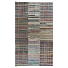 Multicolored Striped Kilim. Handwoven Cotton Turkish Rag Rug. Vintage Oversize Carpet. Adjustable Size