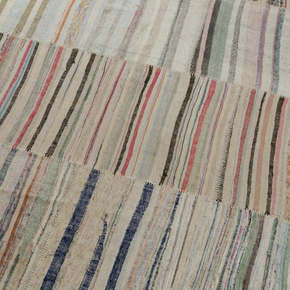 Adjustable Oversize Kilim. Handwoven Cotton Turkish Rag Rug. Vintage Colorful Banded Carpet Adjustable Oversize Kilim. Handwoven Cotton Turkish Rag Rug. Vintage Colorful Banded Carpet