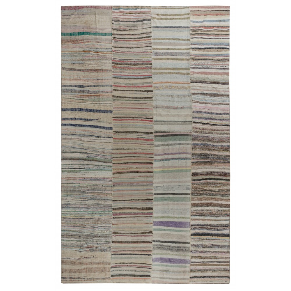 Adjustable Oversize Kilim. Handwoven Cotton Turkish Rag Rug. Vintage Colorful Banded Carpet Adjustable Oversize Kilim. Handwoven Cotton Turkish Rag Rug. Vintage Colorful Banded Carpet