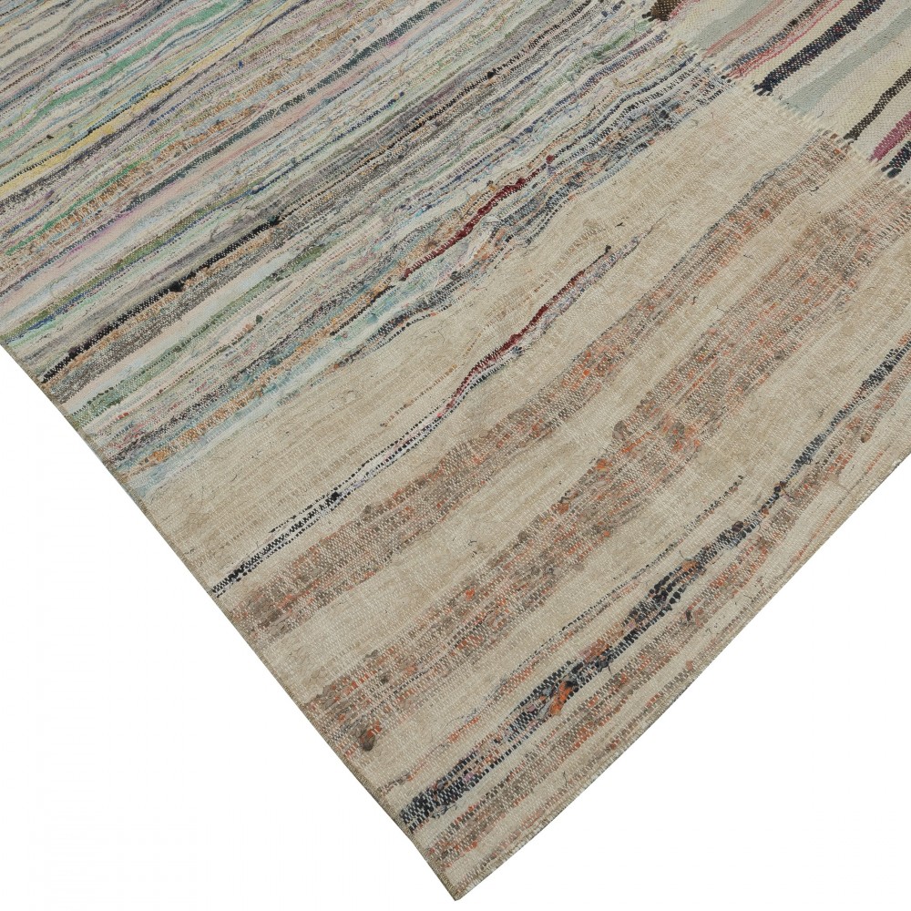 Adjustable Oversize Kilim. Handwoven Cotton Turkish Rag Rug. Vintage Colorful Banded Carpet Adjustable Oversize Kilim. Handwoven Cotton Turkish Rag Rug. Vintage Colorful Banded Carpet
