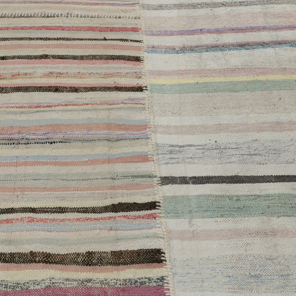Adjustable Oversize Kilim. Handwoven Cotton Turkish Rag Rug. Vintage Colorful Banded Carpet Adjustable Oversize Kilim. Handwoven Cotton Turkish Rag Rug. Vintage Colorful Banded Carpet