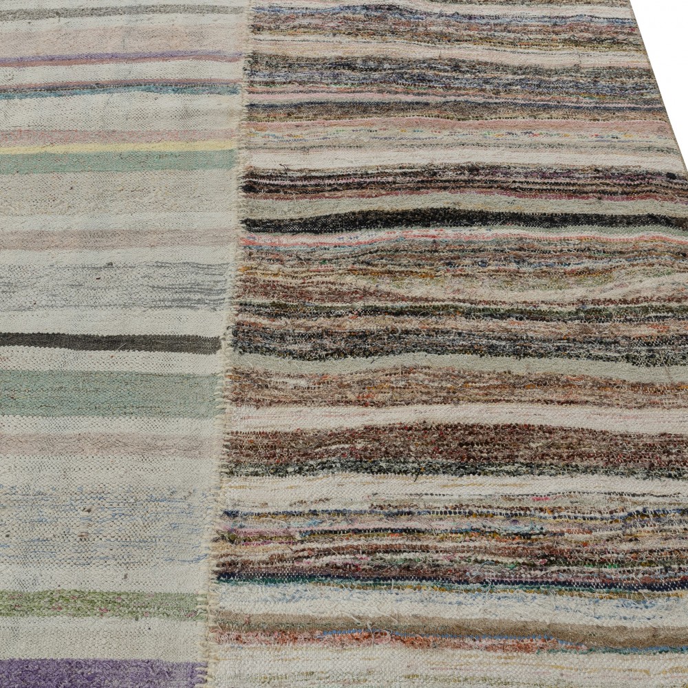 Adjustable Oversize Kilim. Handwoven Cotton Turkish Rag Rug. Vintage Colorful Banded Carpet Adjustable Oversize Kilim. Handwoven Cotton Turkish Rag Rug. Vintage Colorful Banded Carpet