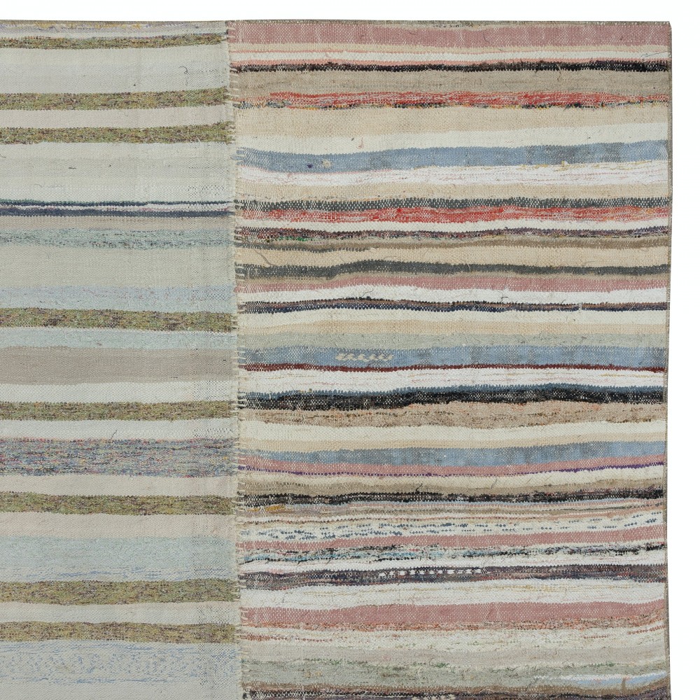 Adjustable Oversize Kilim. Handwoven Cotton Turkish Rag Rug. Vintage Colorful Banded Carpet Adjustable Oversize Kilim. Handwoven Cotton Turkish Rag Rug. Vintage Colorful Banded Carpet