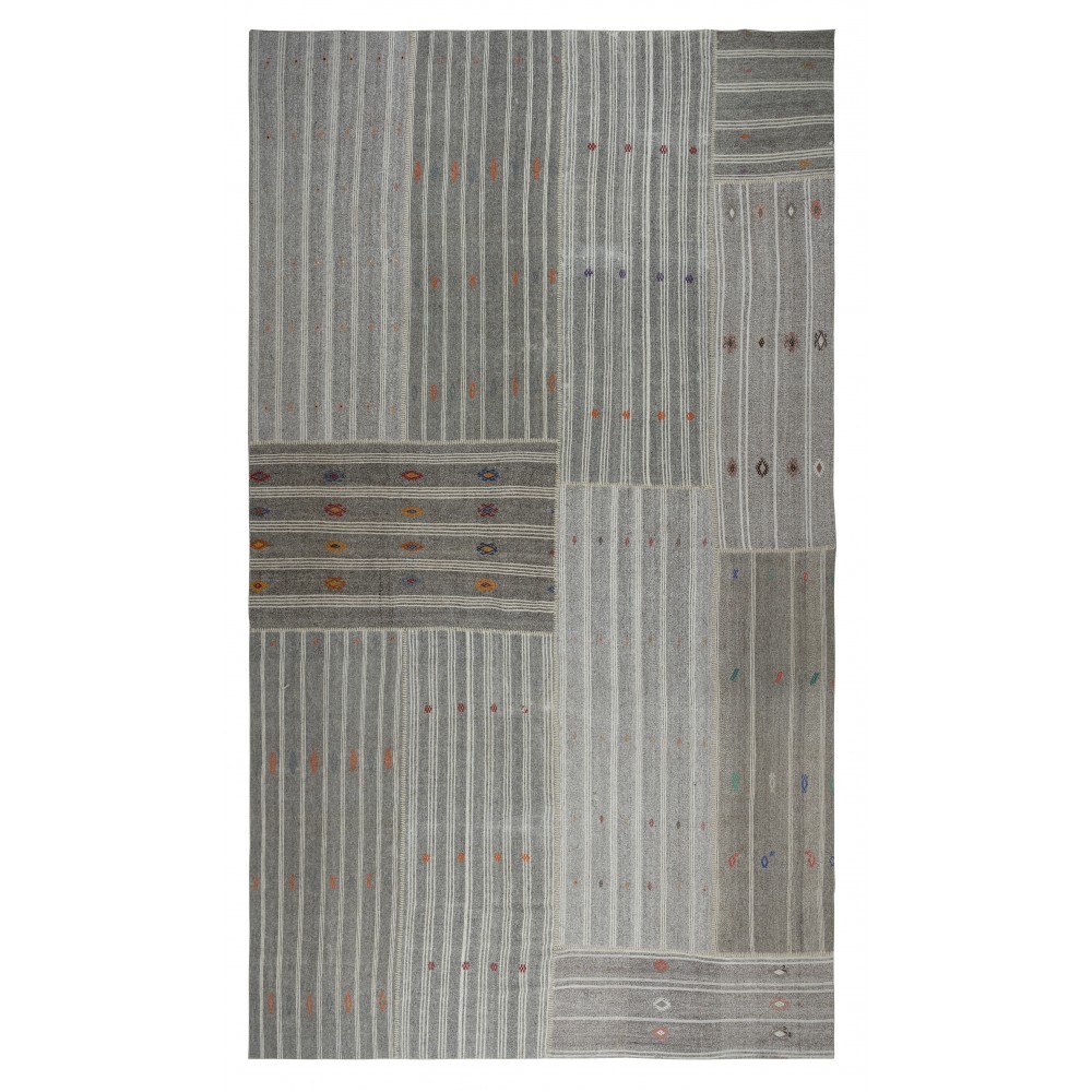 Adjustable Vintage Gray Kilim Rug. Cotton & Goat Hair. Oversize Carpet Adjustable Vintage Gray Kilim Rug. Cotton & Goat Hair. Oversize Carpet