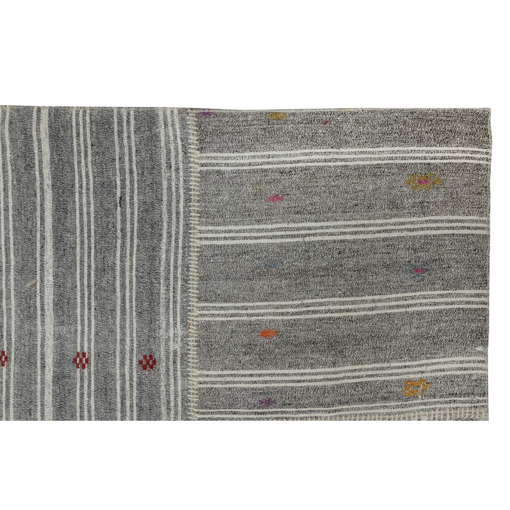 Adjustable Vintage Gray Kilim Rug. Cotton & Goat Hair. Oversize Carpet Adjustable Vintage Gray Kilim Rug. Cotton & Goat Hair. Oversize Carpet