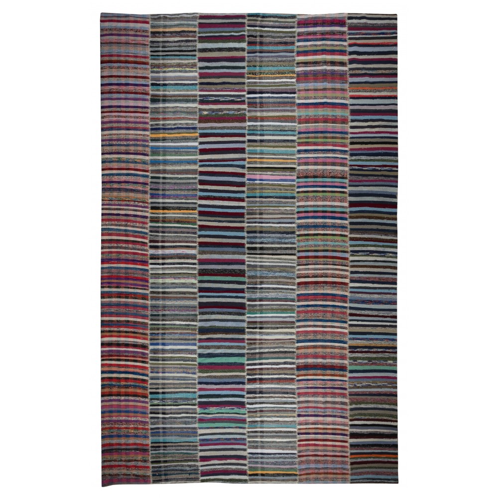 Adjustable Vintage Cotton Rag Rug. Handmade Striped Kilim. Multicolor Large Carpet Adjustable Vintage Cotton Rag Rug. Handmade Striped Kilim. Multicolor Large Carpet