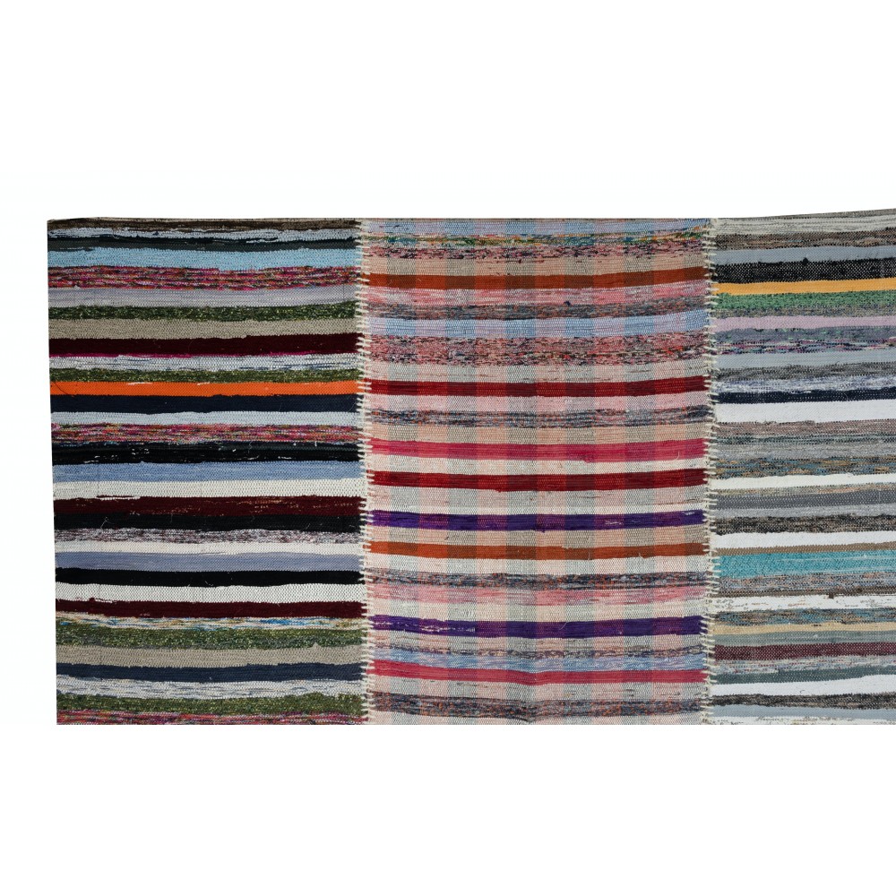 Adjustable Vintage Cotton Rag Rug. Handmade Striped Kilim. Multicolor Large Carpet Adjustable Vintage Cotton Rag Rug. Handmade Striped Kilim. Multicolor Large Carpet