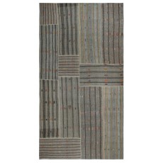 Adjustable Size Vintage Turkish Kilim. Gray Cotton & Goat Hair Rug. Handmade Oversize Carpet