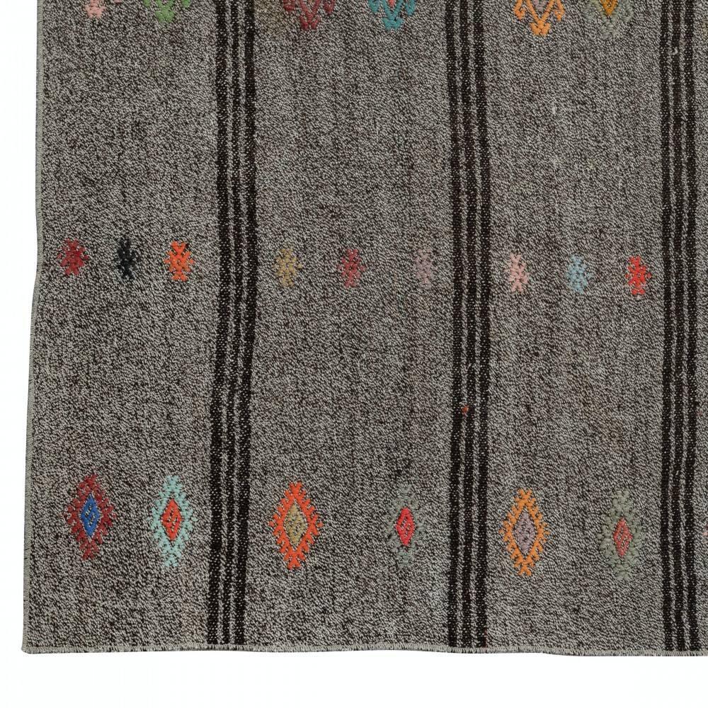 Adjustable Size Vintage Turkish Kilim. Gray Cotton & Goat Hair Rug. Handmade Oversize Carpet Adjustable Size Vintage Turkish Kilim. Gray Cotton & Goat Hair Rug. Handmade Oversize Carpet