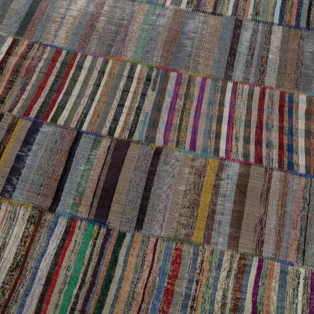 Vintage Turkish Kilim. Adjustable Size. Handmade Cotton Rag Rug. Multicolored Striped Oversize Carpet. Vintage Turkish Kilim. Adjustable Size. Handmade Cotton Rag Rug. Multicolored Striped Oversize Carpet.