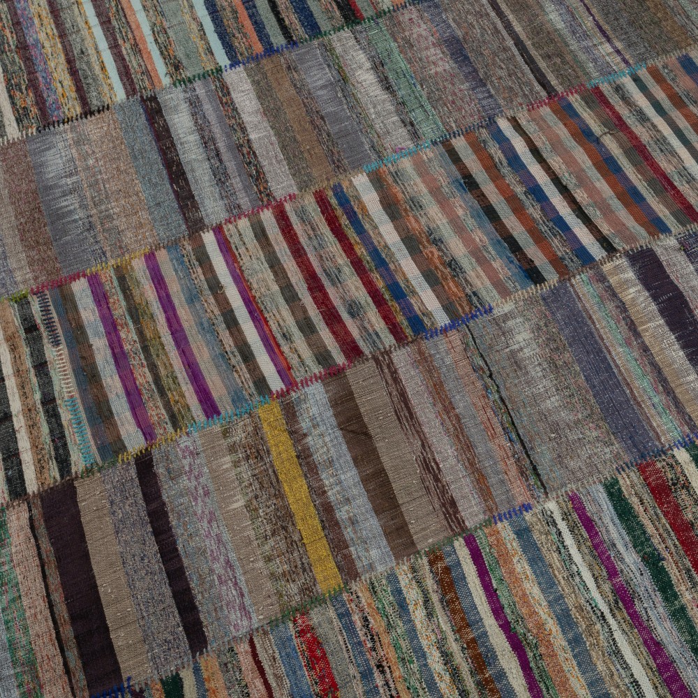 Vintage Turkish Kilim. Adjustable Size. Handmade Cotton Rag Rug. Multicolored Striped Oversize Carpet. Vintage Turkish Kilim. Adjustable Size. Handmade Cotton Rag Rug. Multicolored Striped Oversize Carpet.