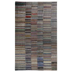 Vintage Turkish Kilim. Adjustable Size. Handmade Cotton Rag Rug. Multicolored Striped Oversize Carpet.