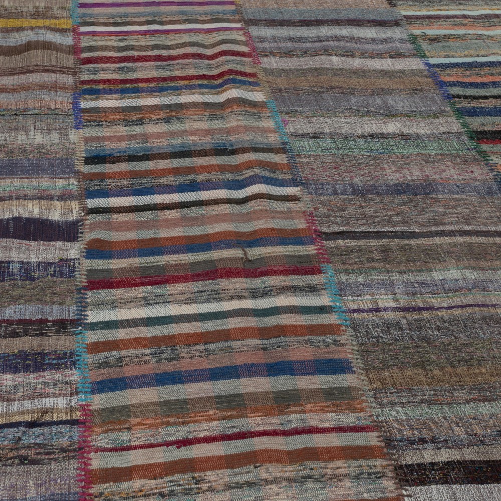 Vintage Turkish Kilim. Adjustable Size. Handmade Cotton Rag Rug. Multicolored Striped Oversize Carpet. Vintage Turkish Kilim. Adjustable Size. Handmade Cotton Rag Rug. Multicolored Striped Oversize Carpet.