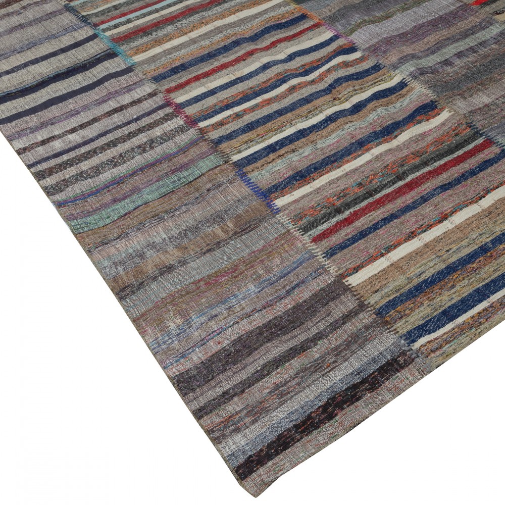 Vintage Turkish Kilim. Adjustable Size. Handmade Cotton Rag Rug. Multicolored Striped Oversize Carpet. Vintage Turkish Kilim. Adjustable Size. Handmade Cotton Rag Rug. Multicolored Striped Oversize Carpet.