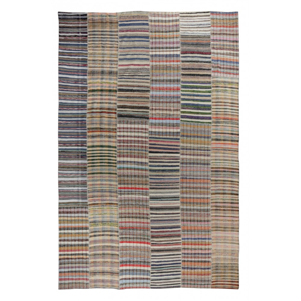 Adjustable Vintage Oversize Rag Rug. Handmade Striped Kilim. Multicolor Cotton Carpet Adjustable Vintage Oversize Rag Rug. Handmade Striped Kilim. Multicolor Cotton Carpet