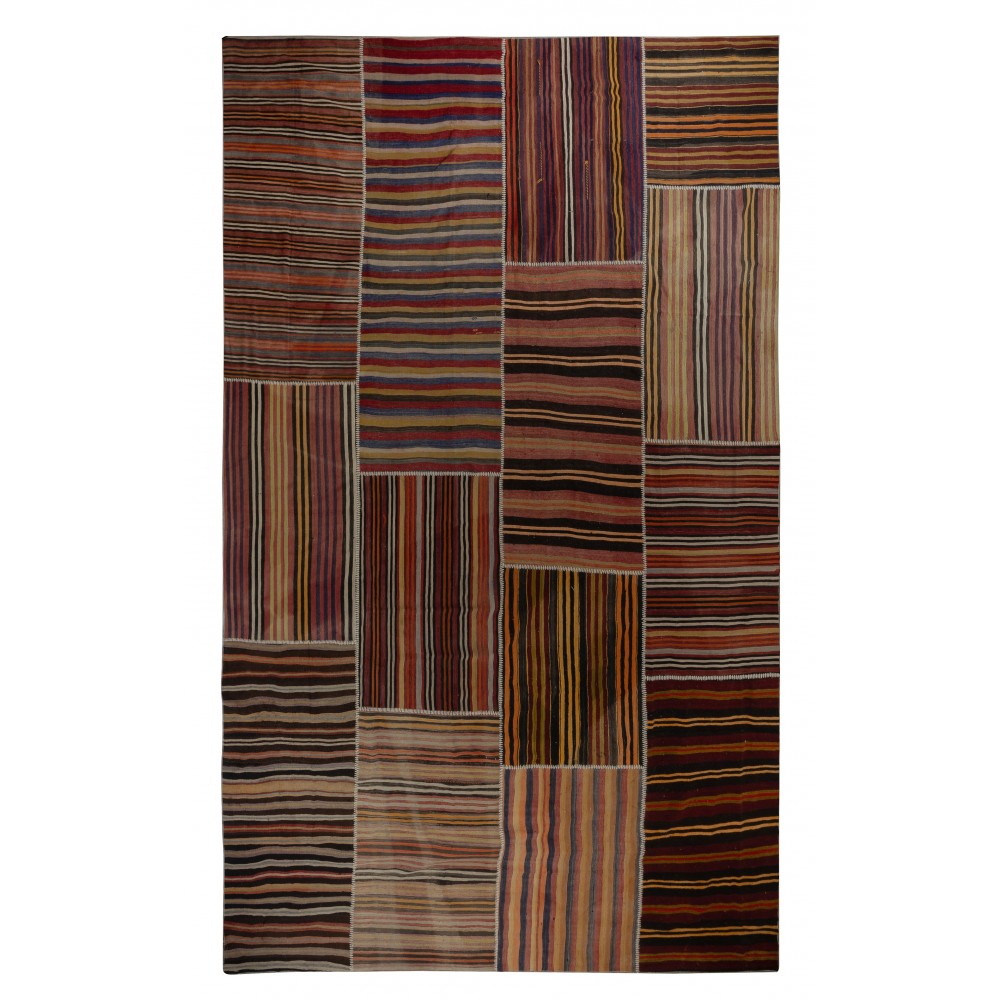 Adjustable Size Vintage Turkish Patchwork Rug, Overize Kilim, Handmade Striped Wool Carpet Adjustable Size Vintage Turkish Patchwork Rug, Overize Kilim, Handmade Striped Wool Carpet